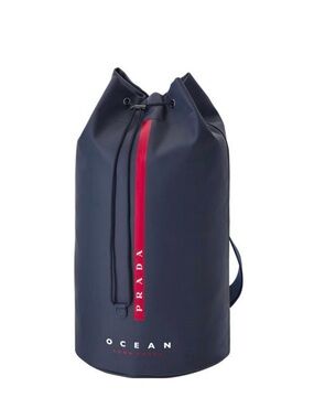 Prada Navy Duffle with Red Vertical Stripe